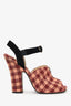 Prada Pink/Red Checked Zip Detail Peep Toe Heels Size 40