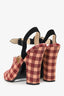 Prada Pink/Red Checked Zip Detail Peep Toe Heels Size 40
