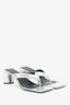 Balenciaga Silver Leather Heeled Flip Flops Size 40
