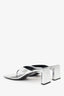 Balenciaga Silver Leather Heeled Flip Flops Size 40