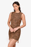 Alexander Wang Brown Denim Leopard Print Mini Dress Size 4 US