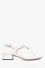 Gucci White Leather Double G Thong Sandal Block Heels Size 39.5