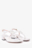 Gucci White Leather Double G Thong Sandal Block Heels Size 39.5