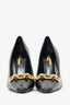 Saint Laurent Black Croc Embossed Chain Detail Heels Size 36.5