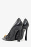 Saint Laurent Black Croc Embossed Chain Detail Heels Size 36.5