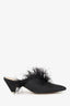 The Attico Black Feather/Satin Pointed Heeled Mules Size 39