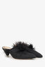 The Attico Black Feather/Satin Pointed Heeled Mules Size 39