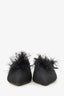 The Attico Black Feather/Satin Pointed Heeled Mules Size 39