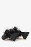 The Attico Black Feather/Satin Pointed Heeled Mules Size 39
