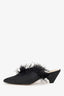 The Attico Black Feather/Satin Pointed Heeled Mules Size 39