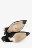 The Attico Black Feather/Satin Pointed Heeled Mules Size 39