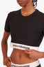 Paco Rabbane Black/White Logo Crop T-Shirt Size X-Large