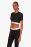 Paco Rabbane Black/White Logo Crop T-Shirt Size X-Large