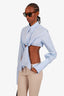 Kimhekim Blue Front Tie Cropped Button Down Shirt Size 36