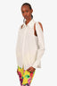 Kimhekim White Detachable Sleeve Button Up Shirt Size 36
