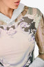Miaou Green/Grey Graphic Print Hooded Sheer Long-Sleeve Top Size S