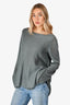 Brunello Cucinelli Grey Knit/Sheer Double Layer Long Sleeve Embellished Sweater Size XL