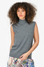 Hermes Grey Cashmere Mockneck Sleeveless Top Size 44