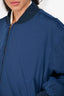 Hermès Blue Silk Reversible Bomber Jacket Size 50