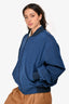 Hermès Blue Silk Reversible Bomber Jacket Size 50