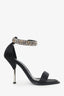 Alexander McQueen Black Satin Embellished Strap Heels Size 36.5