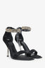Alexander McQueen Black Satin Embellished Strap Heels Size 36.5