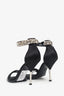 Alexander McQueen Black Satin Embellished Strap Heels Size 36.5