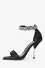 Alexander McQueen Black Satin Embellished Strap Heels Size 36.5