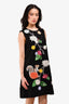 Dolce & Gabbana Black Wool Blend Floral Embroidered Sleeveless Midi Dress Size 42