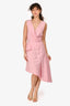 Christian Dior Pink Sleeveless V-Neck Midi Dress Size 8