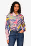 Pre-Loved Chanel™ Purple Multicolour Printed Silk Shirt Size 40