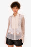 Givenchy White Silk Lace Detailed Blouse (As Is) Est. Size S