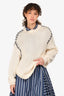 Loro Piana Cream/Black Cotton Silk Blend Sweater Size S
