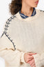 Loro Piana Cream/Black Cotton Silk Blend Sweater Size S