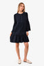 Miu Miu Navy Silk Ruffled Midi Dress Size 40
