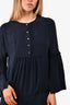 Miu Miu Navy Silk Ruffled Midi Dress Size 40