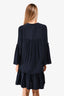 Miu Miu Navy Silk Ruffled Midi Dress Size 40