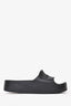 Balenciaga Black Rubber Logo Platform Slides Size 9