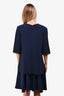 Stella McCartney Navy Eyelet Trim Double Layered Dress Size 42