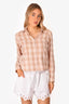 Burberry London Pink Check Cropped Button Down Shirt Size M
