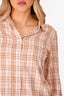 Burberry London Pink Check Cropped Button Down Shirt Size M