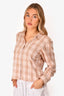 Burberry London Pink Check Cropped Button Down Shirt Size M