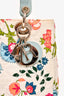 Christian Dior 2007 White/Blue Floral Cannage Fabric Medium Lady Dior With Strap (As Is)