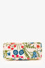 Christian Dior 2007 White/Blue Floral Cannage Fabric Medium Lady Dior With Strap (As Is)