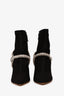 Sophia Webster Black Suede Leather Pointed Toe Ankle Boots with Crystal Strap Size 37