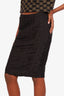Gucci Black Silk Ruched Knee Length Skirt Size 40