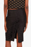 Gucci Black Silk Ruched Knee Length Skirt Size 40