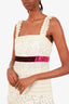 Louis Vuitton Ivory/Purple Silk Velvet Belted Lace Dress Size 38