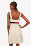 Louis Vuitton Ivory/Purple Silk Velvet Belted Lace Dress Size 38