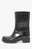 Valentino Black Rubber Rockstud Rainboots Size 37